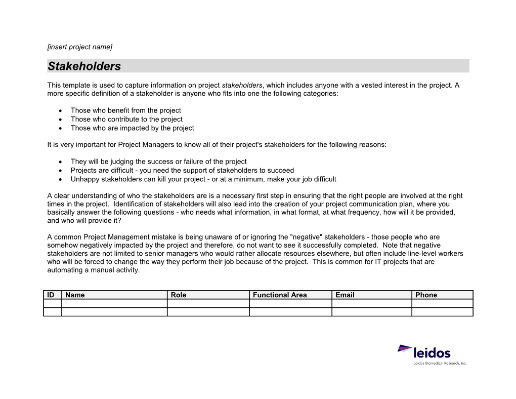 Clearvue-360 Stakeholders Template