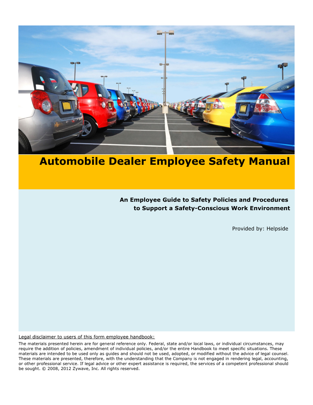 Automobile Dealer Employee Safety Manual