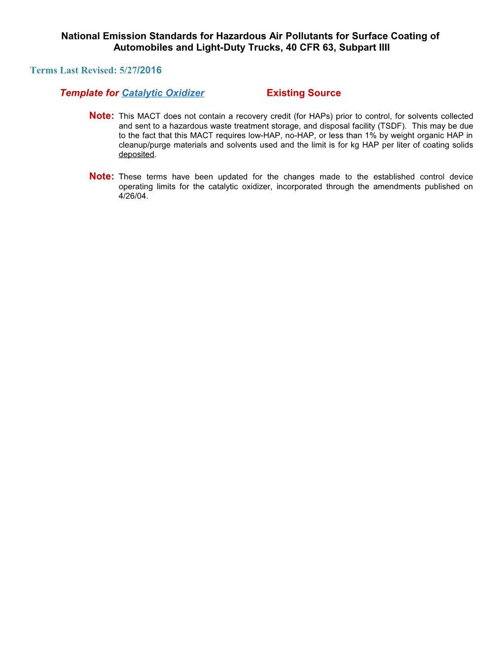 National Emission Standards for Hazardous Air Pollutants for Surface Coating Of s1