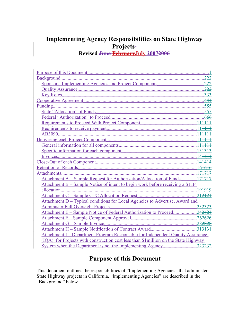 DRAFT Responsibilities of the Implementing Agency on STIP Projects on a State Highway s1