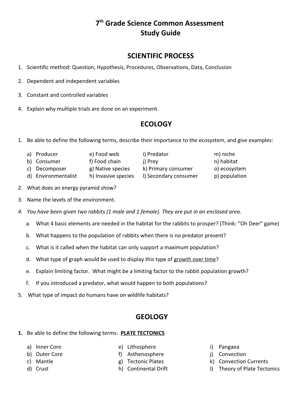 7Th Grade Science Common Assessment