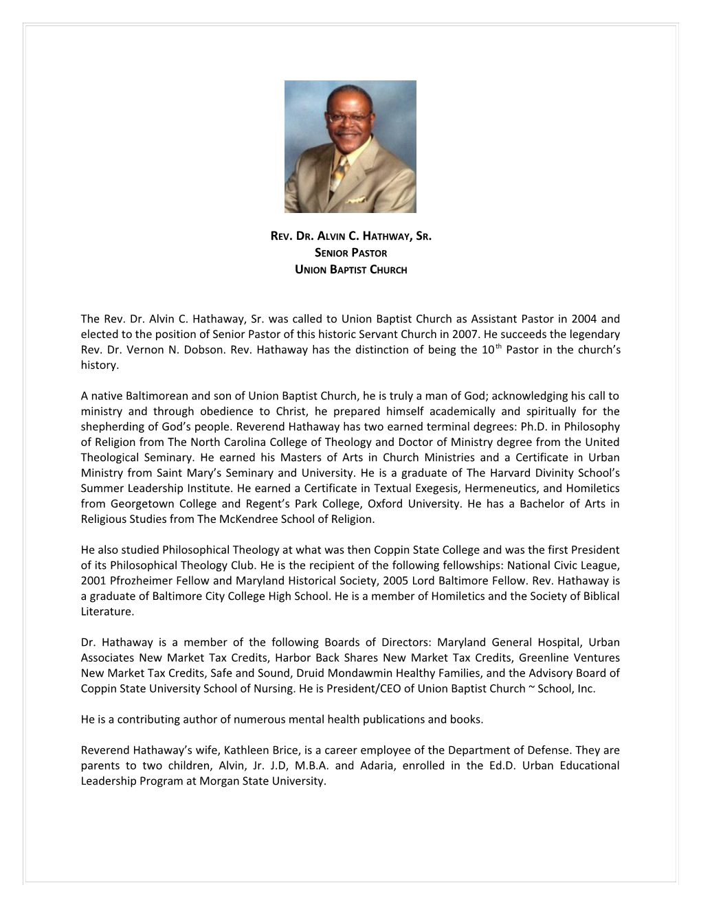 Rev. Dr. Alvin C. Hathway, Sr