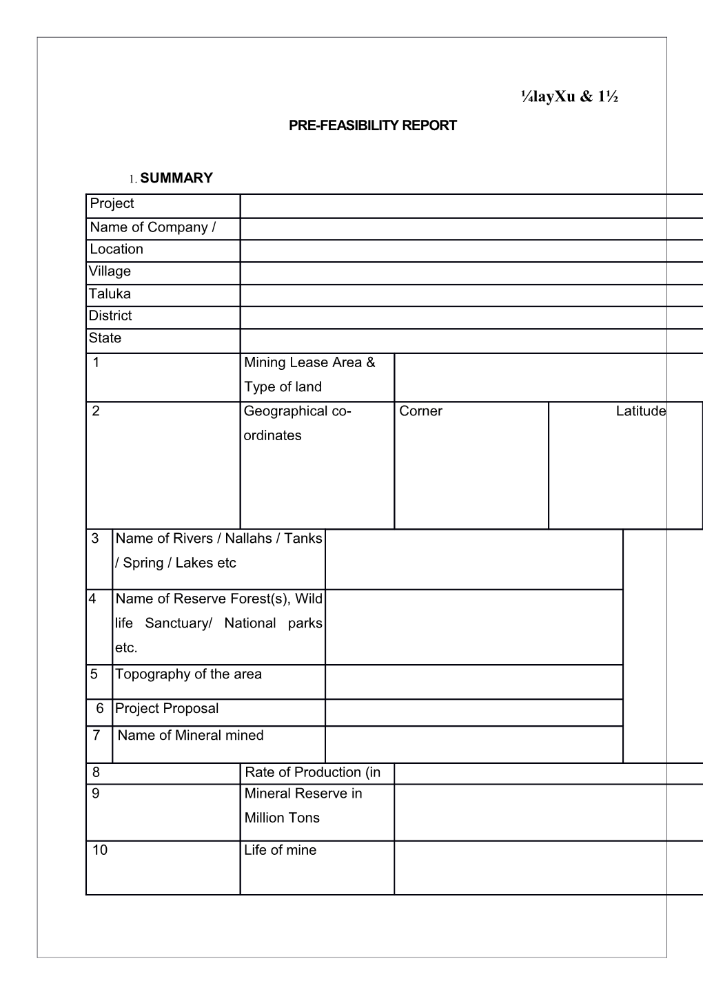 Pre Feasibility Report of Khaira Stone Quarry, Area- 1.30 Hect. District -Surajpur