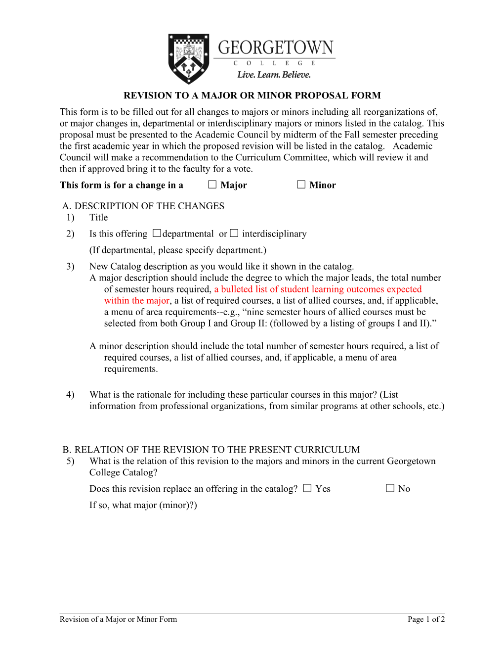 Revision to a Major Or Minor Proposal Form s1