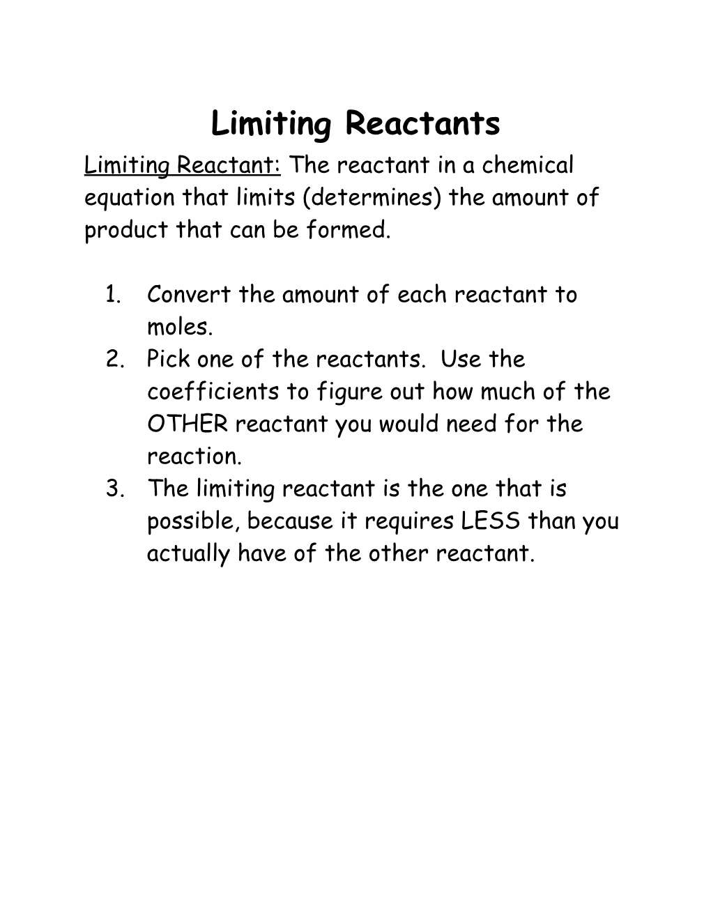 Limiting Reactants