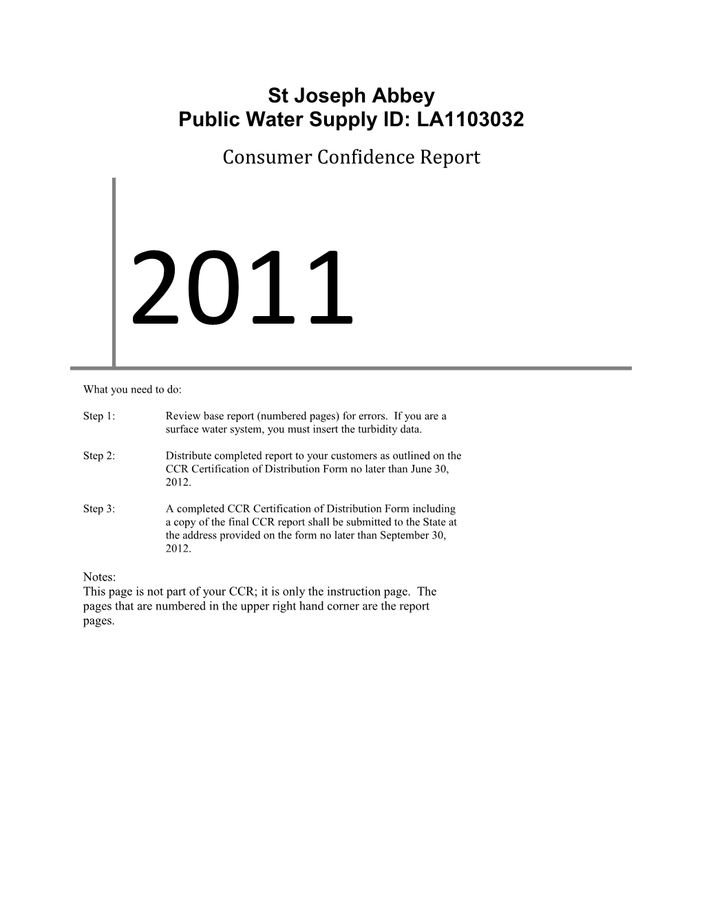 Public Water Supply ID: LA1103032