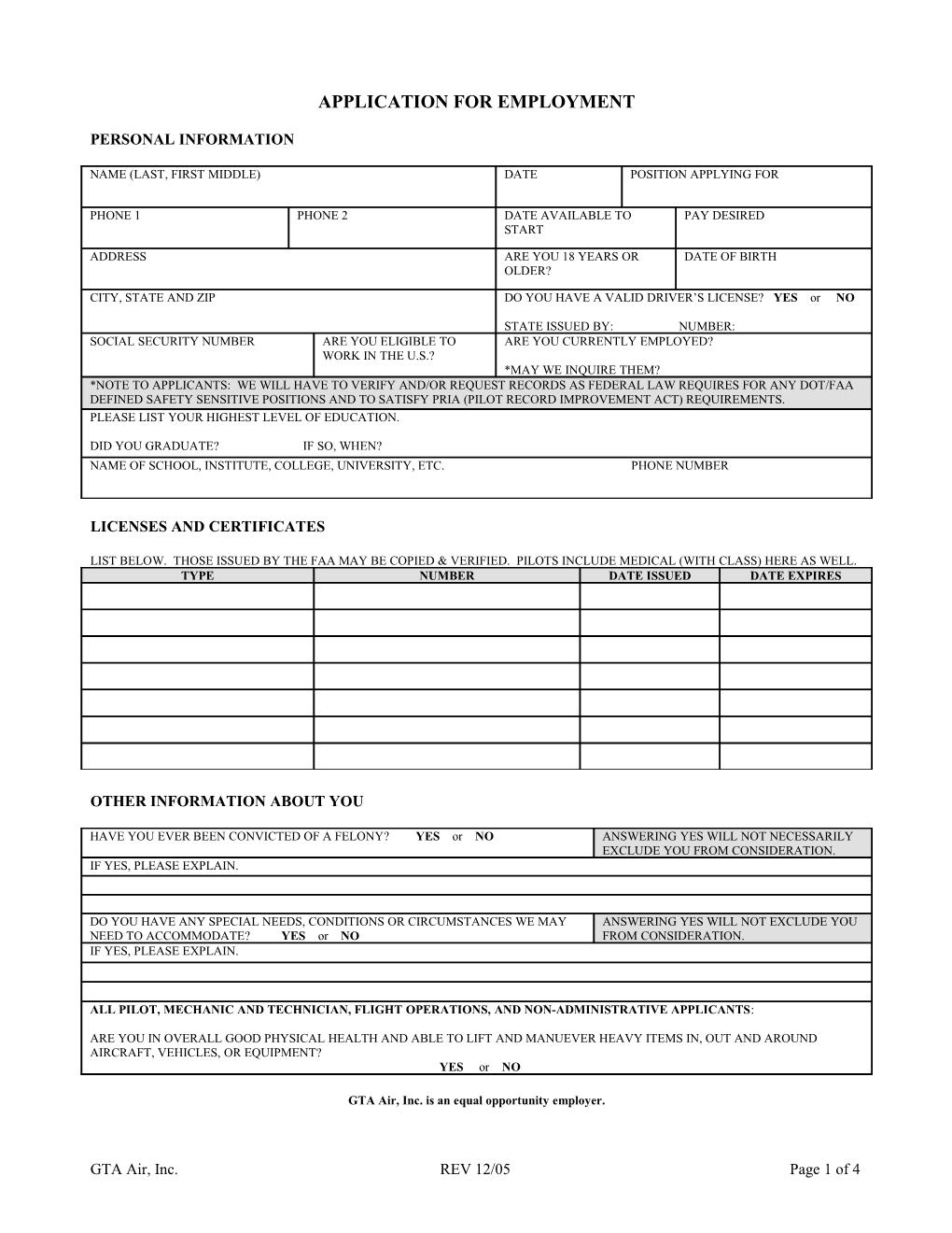 Application for Employment s89