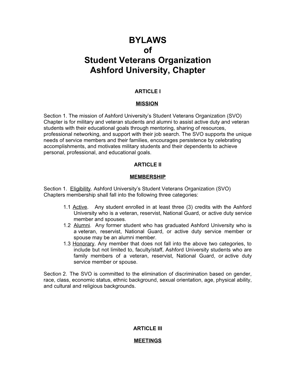 Student Veterans Organization