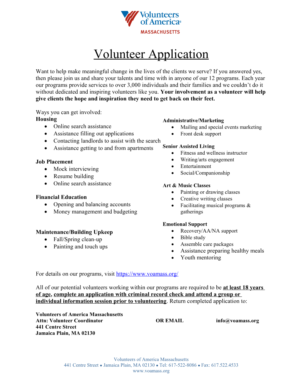 Volunteer Application Form s3