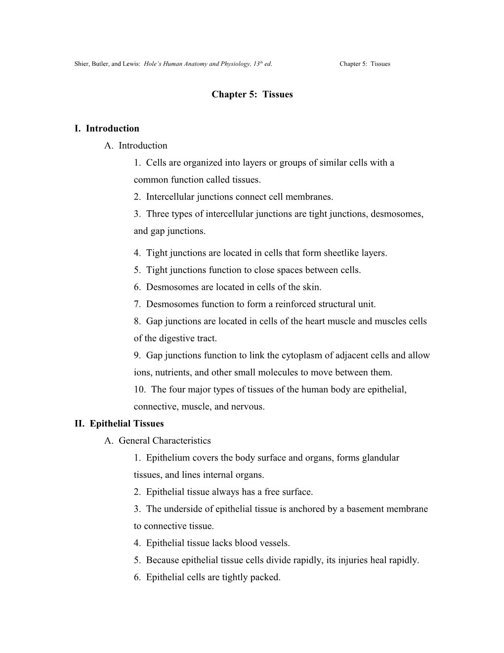 Shier, Butler, and Lewis: Hole S Human Anatomy and Physiology, 10Th Ed s2