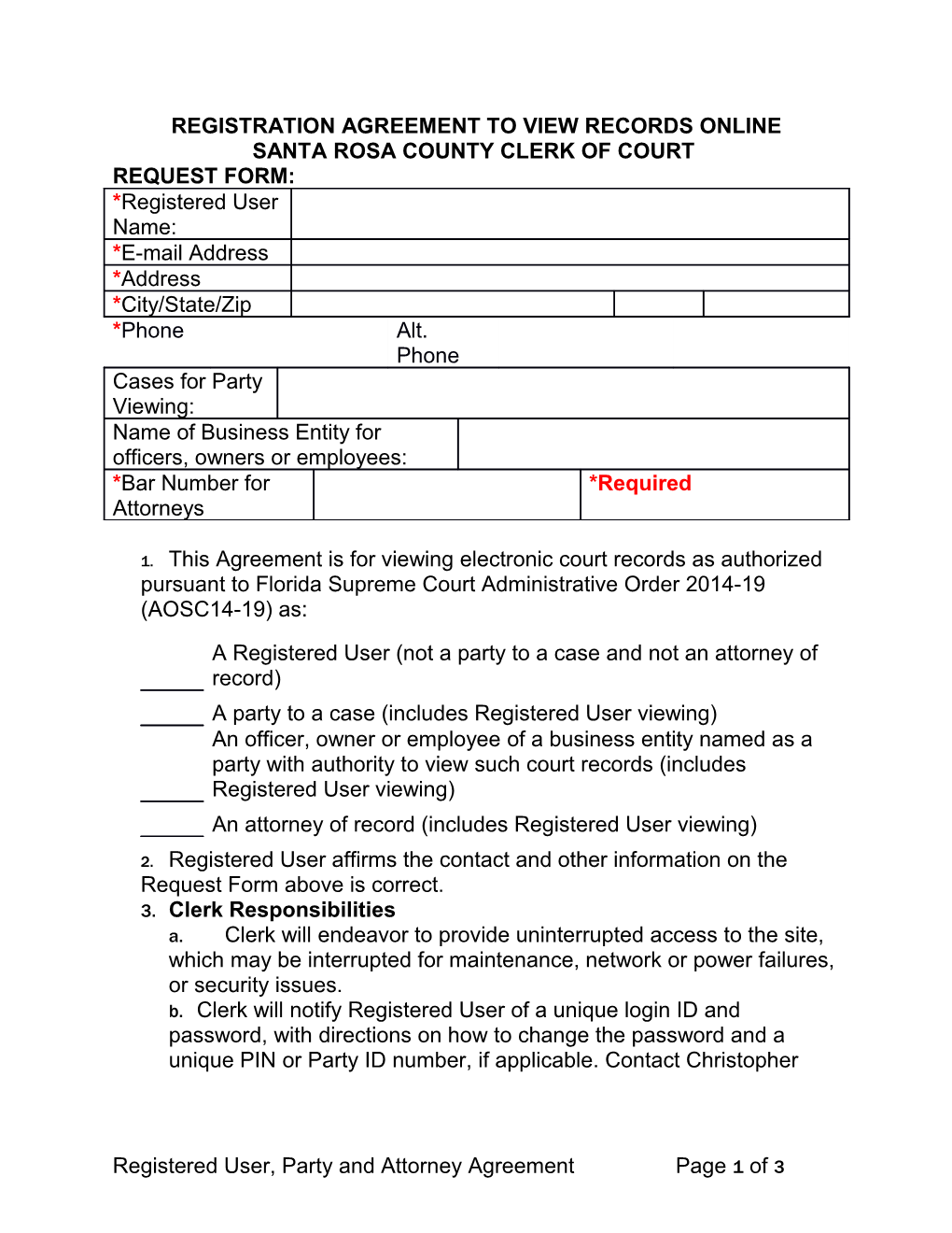 Registration Agreement to View Records Online