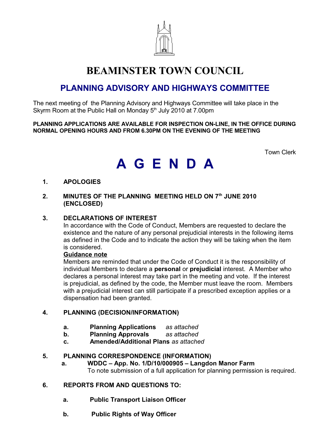 Beaminster Town Council s2