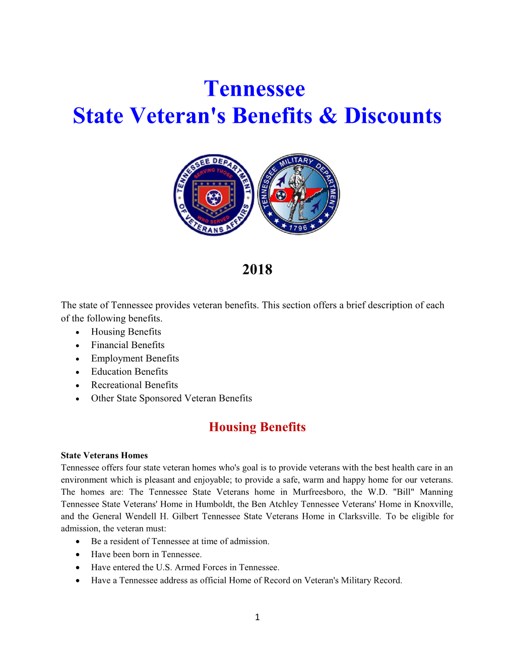 State Veteran's Benefits & Discounts