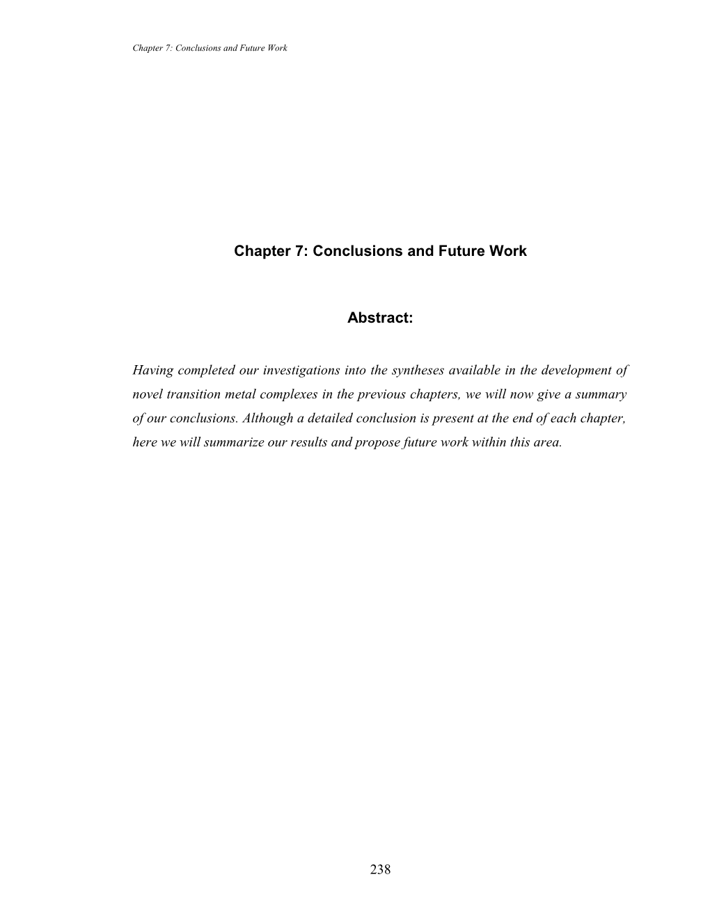 Chapter 7: Conclusions and Future Work