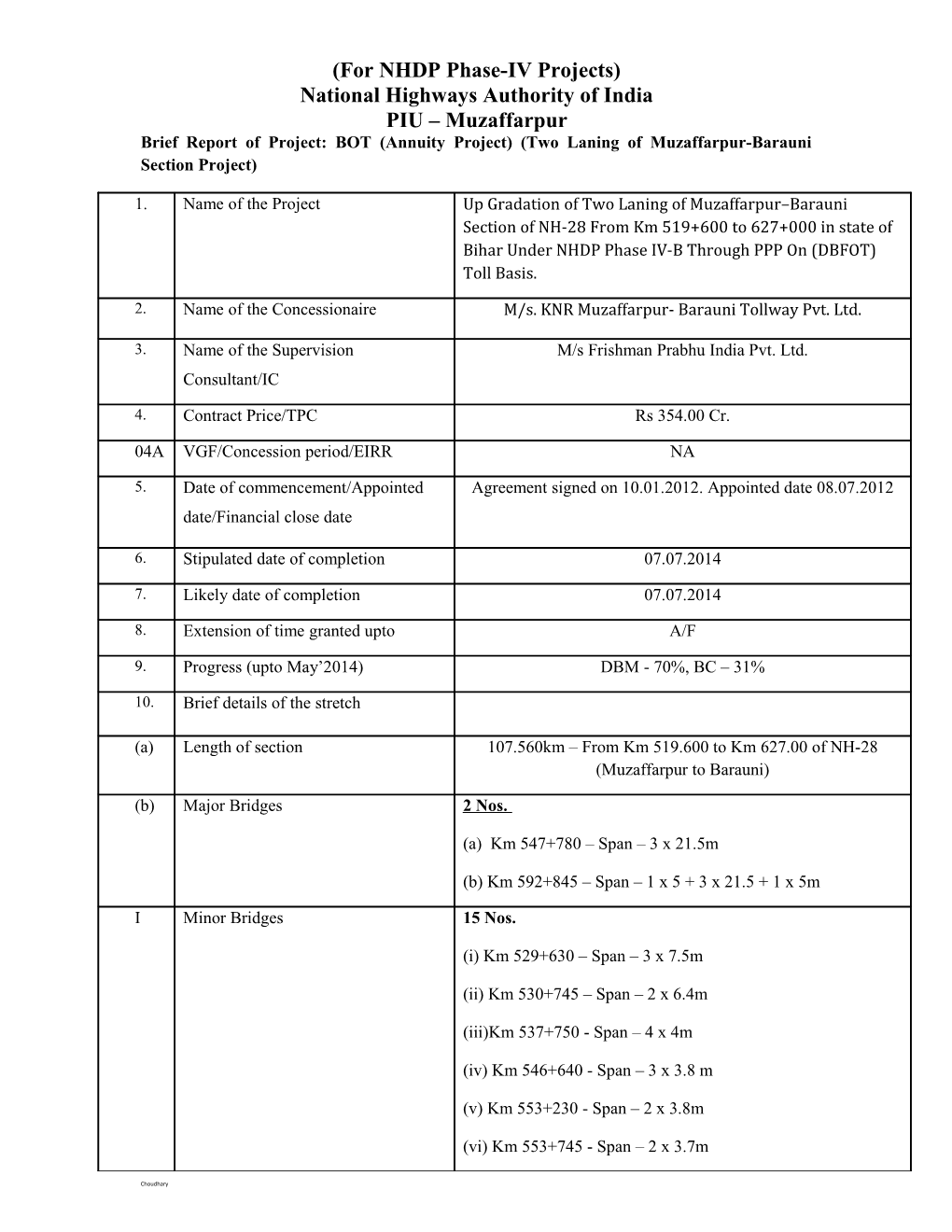 For NHDP Phase-IV Projects