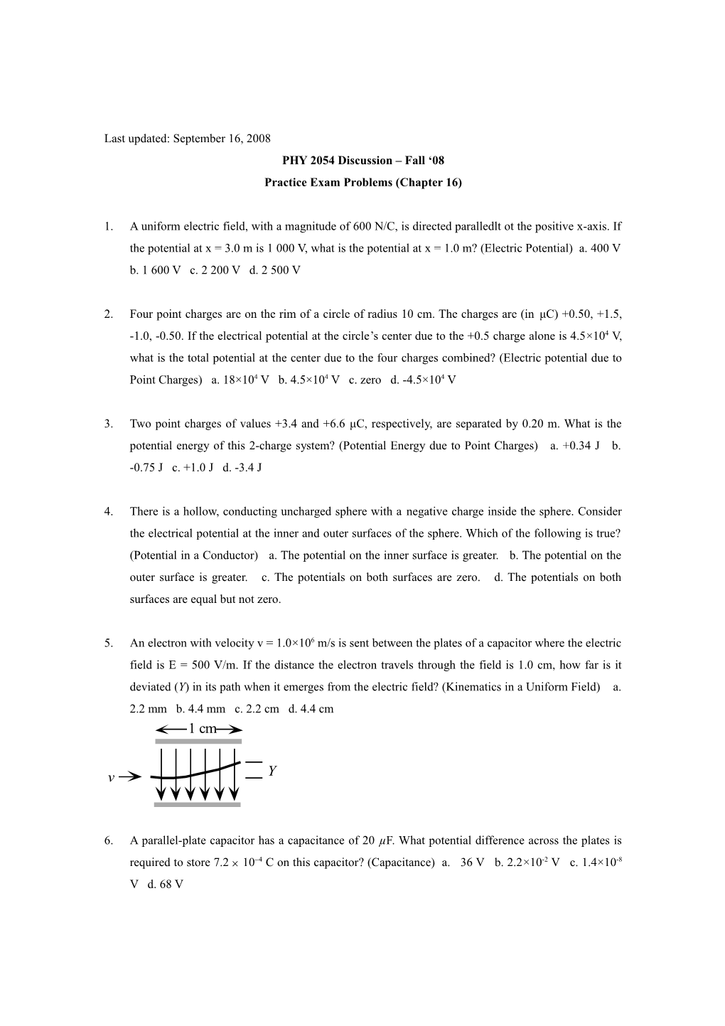 Practice Exam Problems (Chapter 16)