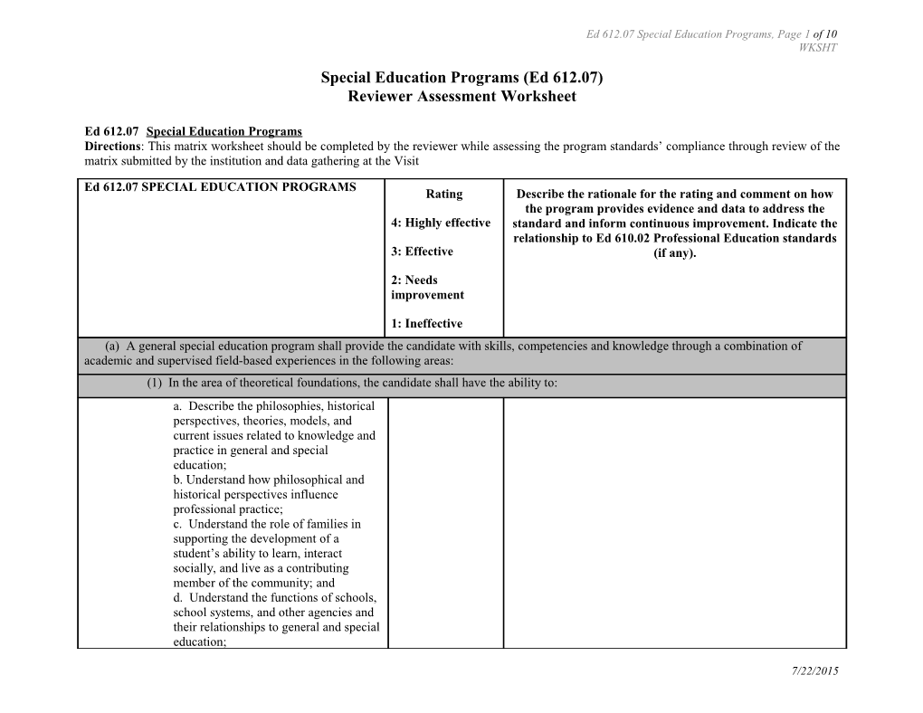 Ed 612.07 Special Education Programs, Page 1Of 10