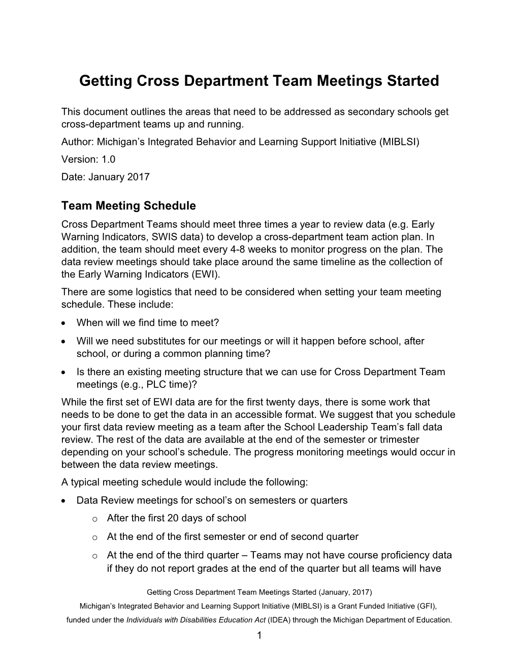 Getting Cross Department Team Meetings Started