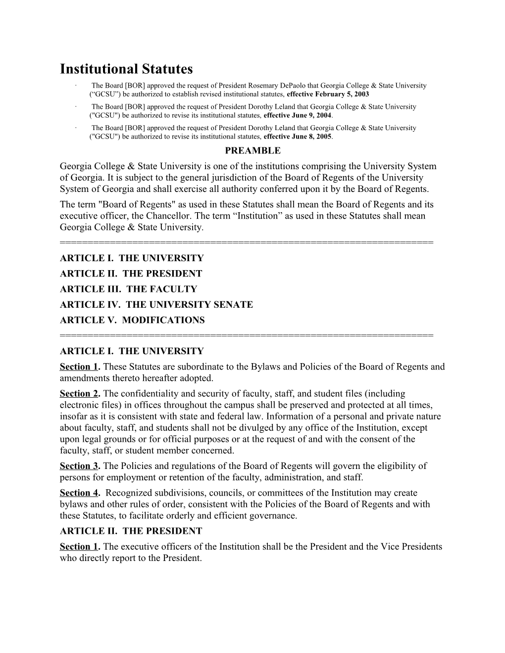 Institutional Statutes