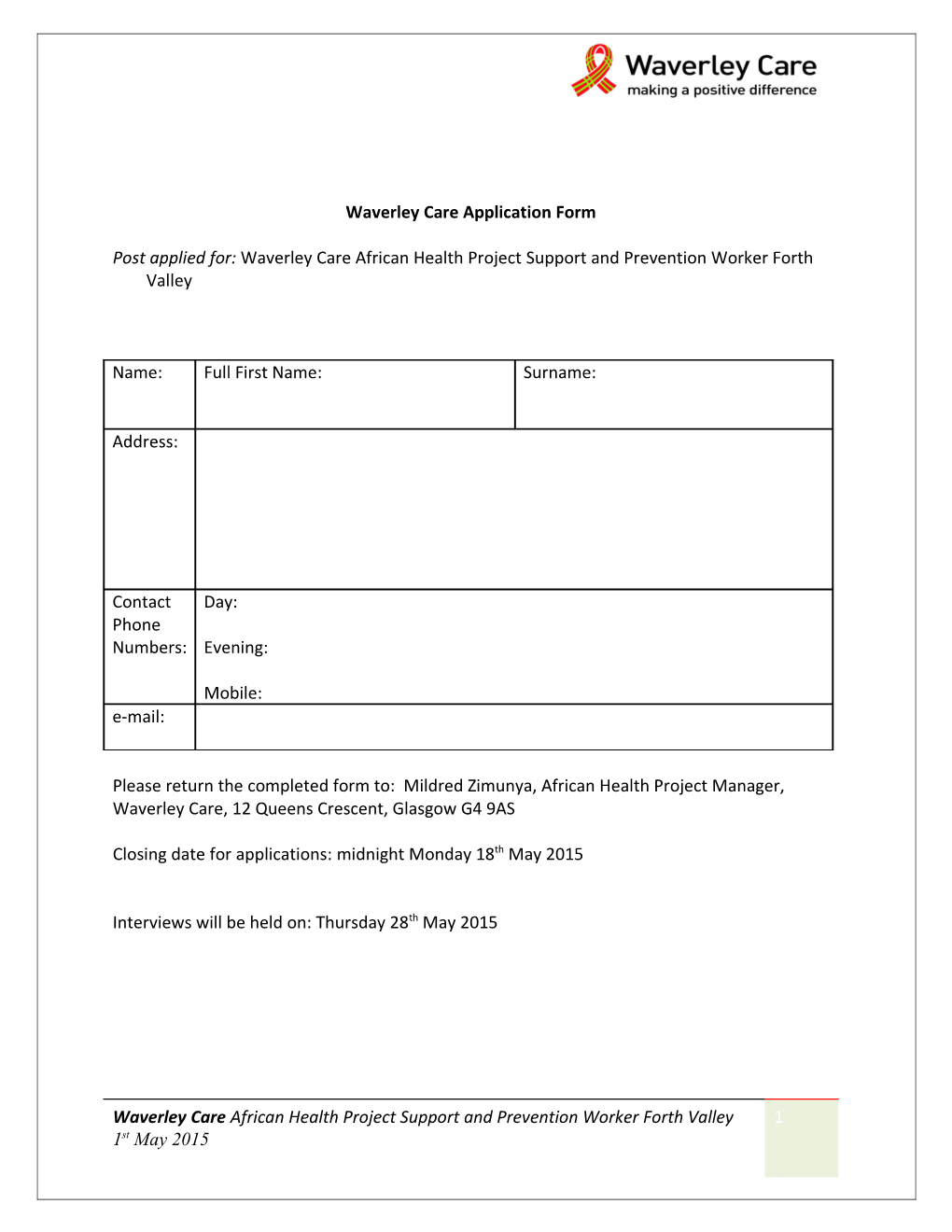 Waverley Care Application Form