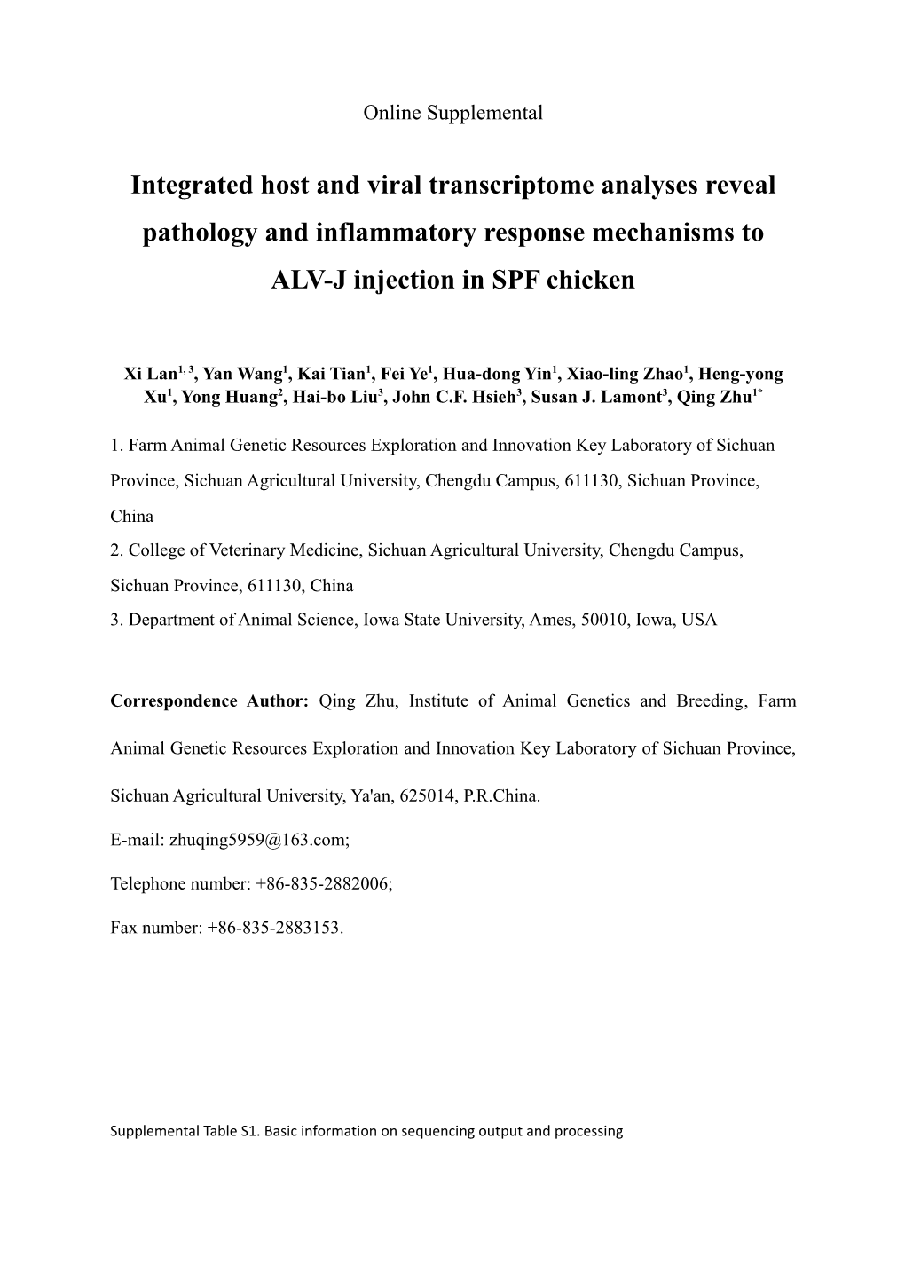 Integrated Host and Viral Transcriptome Analyses Reveal Pathology and Inflammatory Response