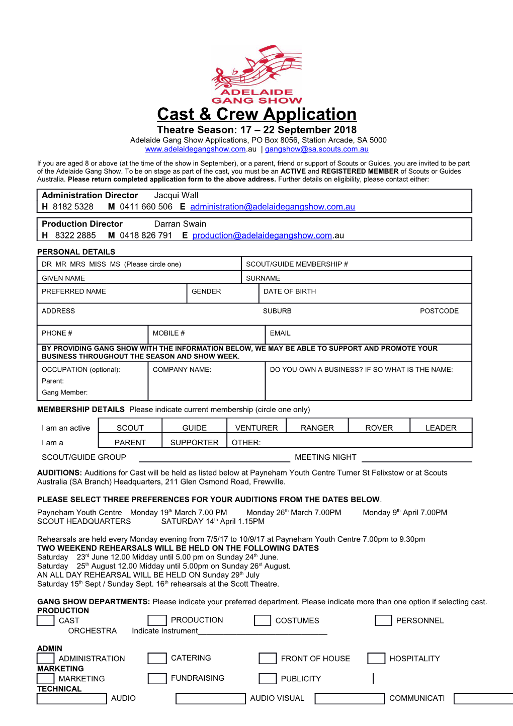 Cast & Crew Application