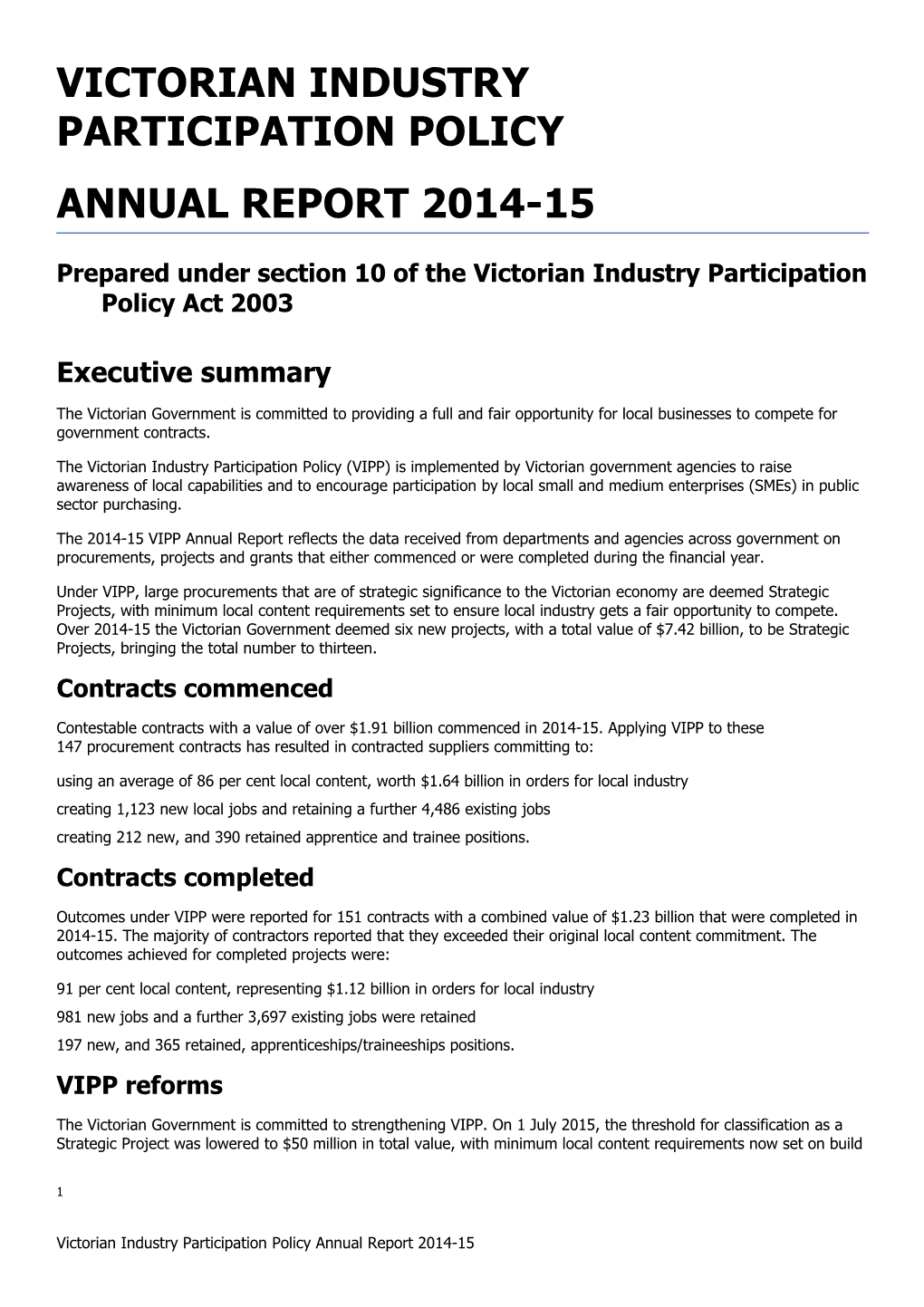 Victorian Industry Participation Policy