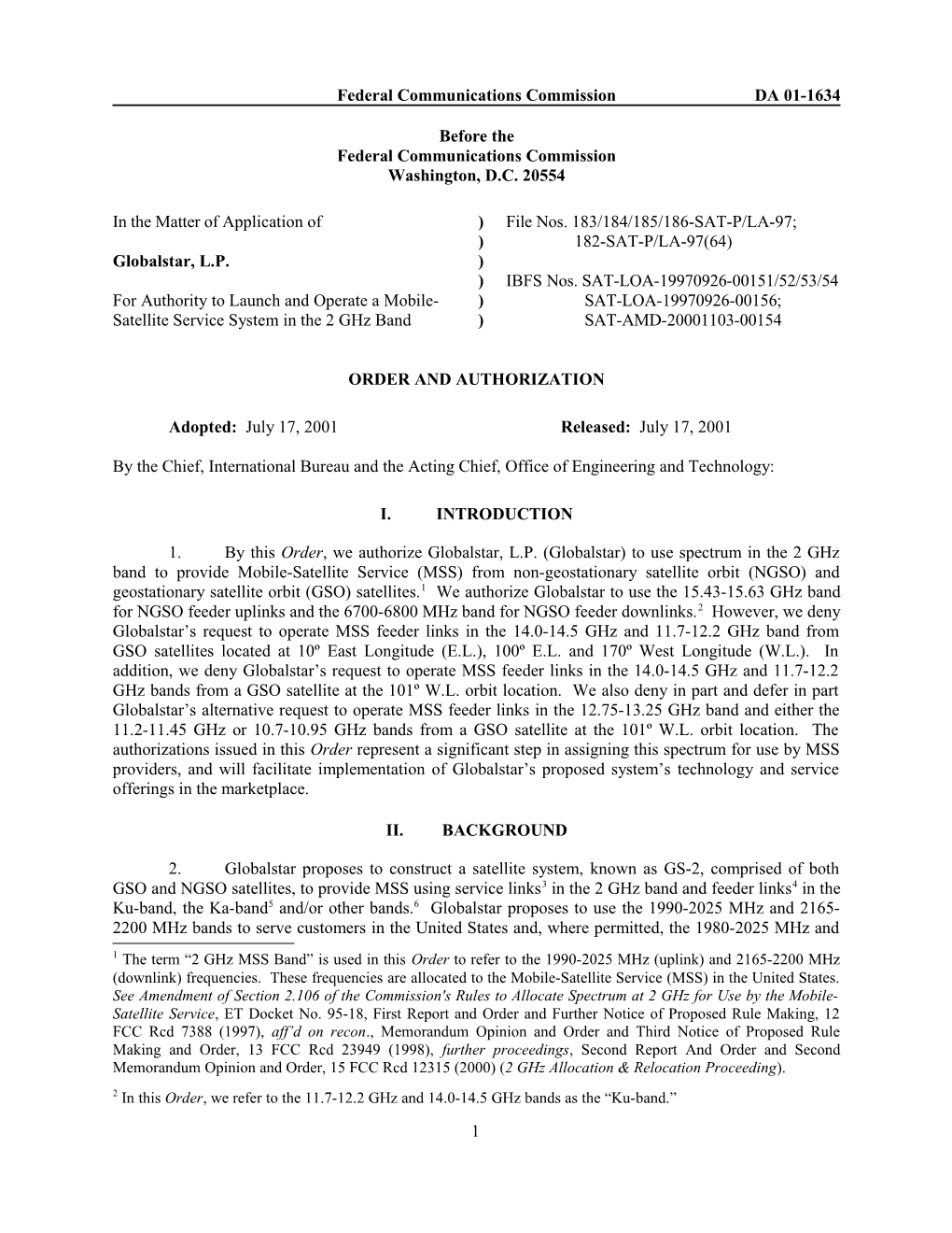 Federal Communications Commission DA 01-1634