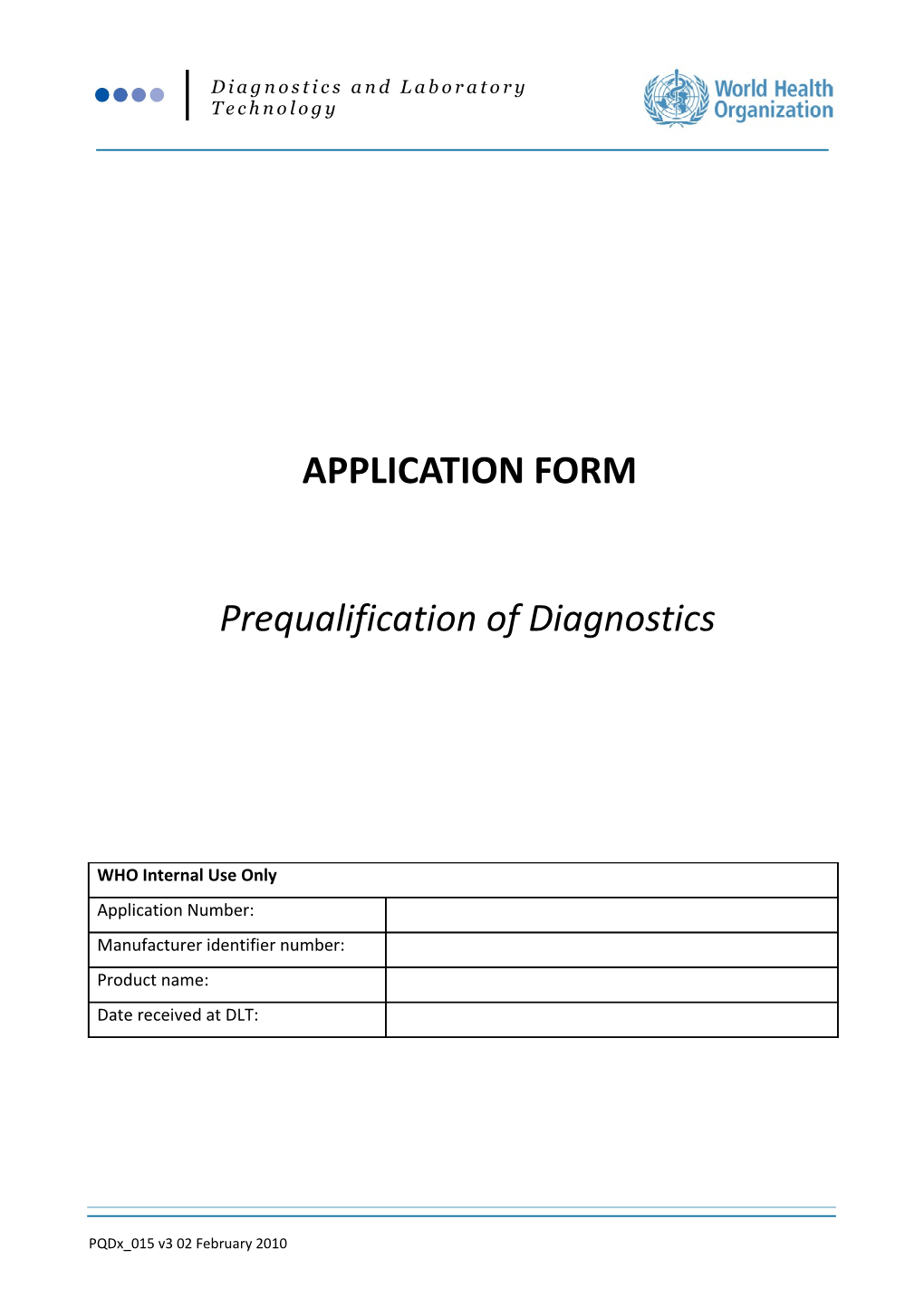 Pqdx 015 APPLICATION FORM