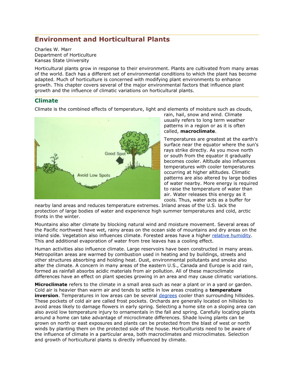 Environment and Horticultural Plants