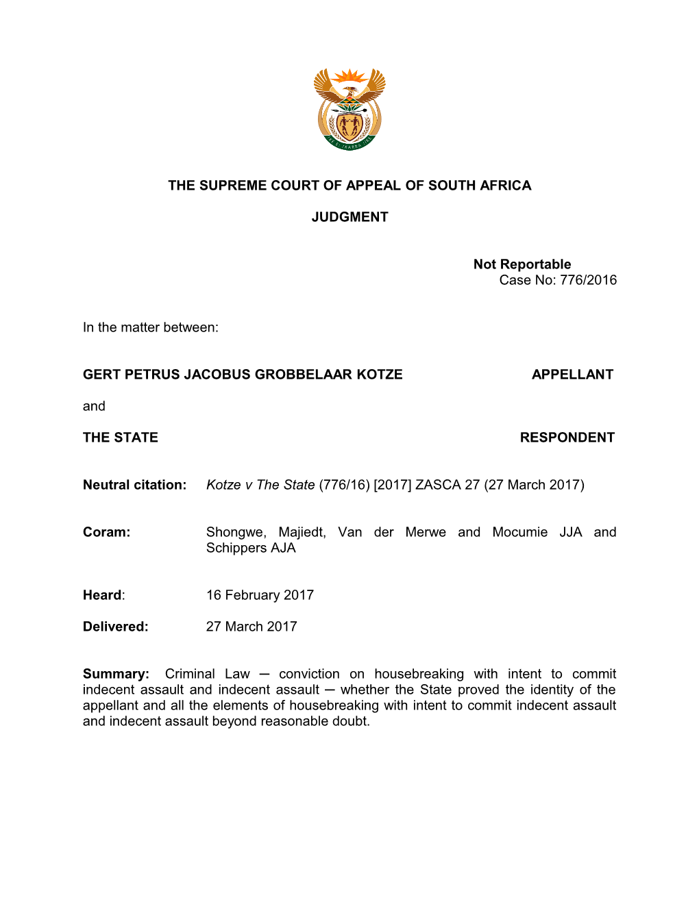 The Supreme Court of Appeal of South Africa s12