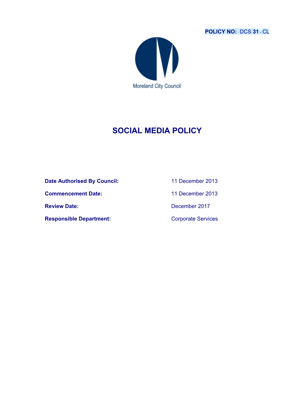 Social Media Policy