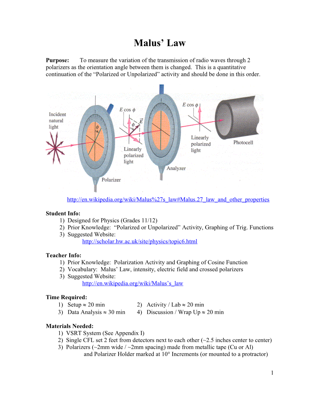 1) Designed for Physics (Grades 11/12)