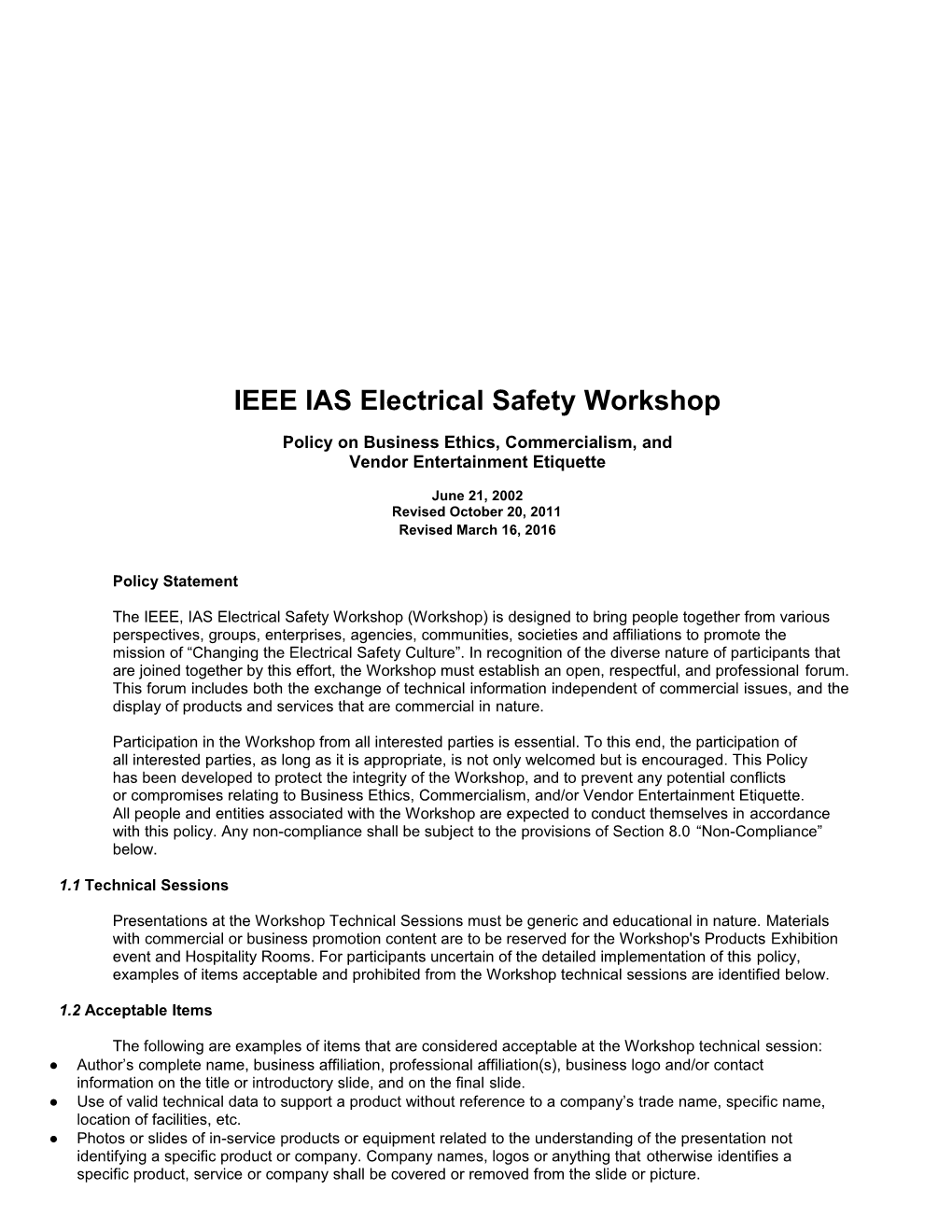 Commercalism Policy - 10-20-11 Revision