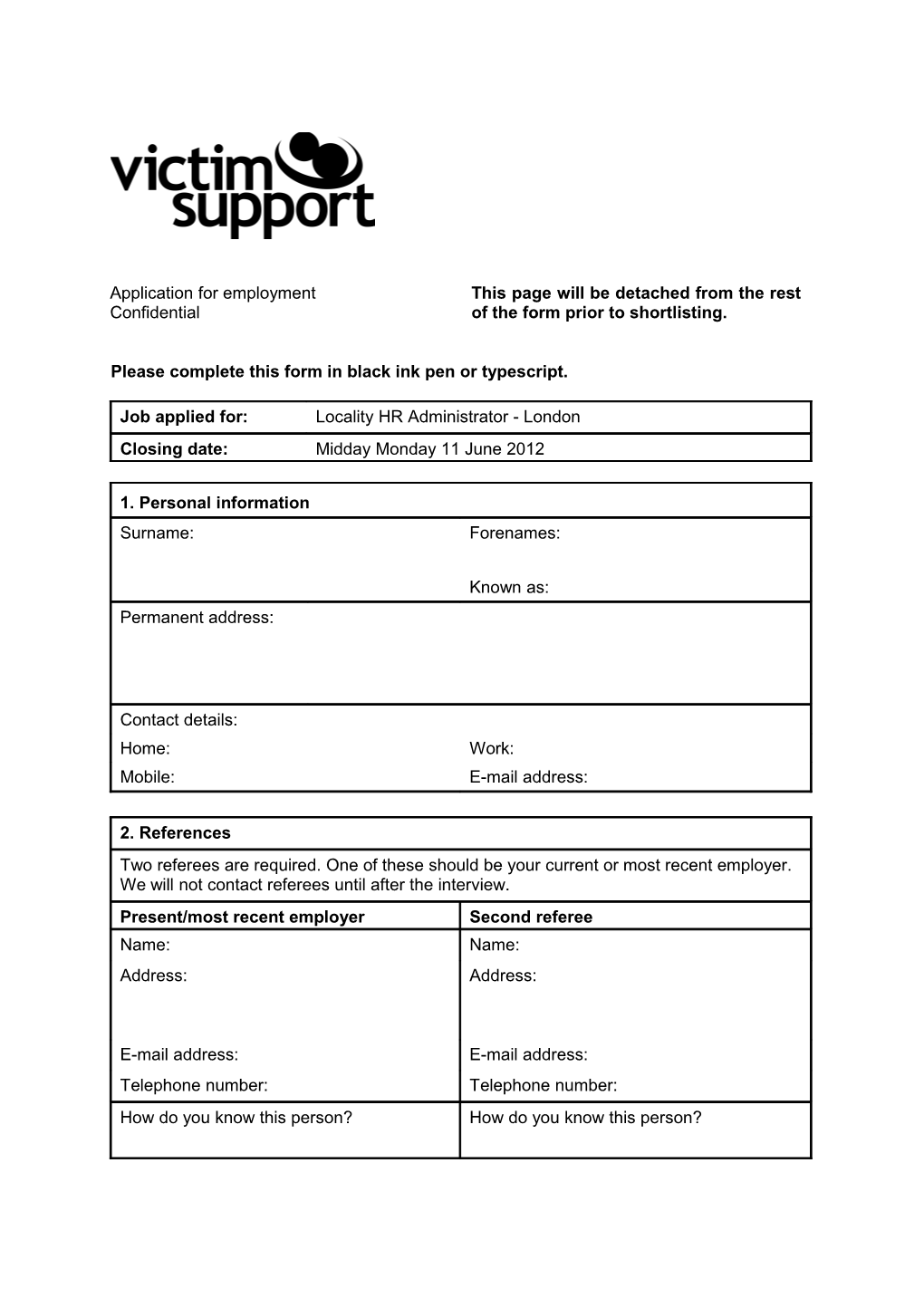 Please Complete This Form in Black Ink Pen Or Typescript