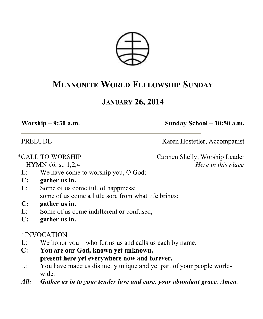 Mennonite World Fellowship Sunday