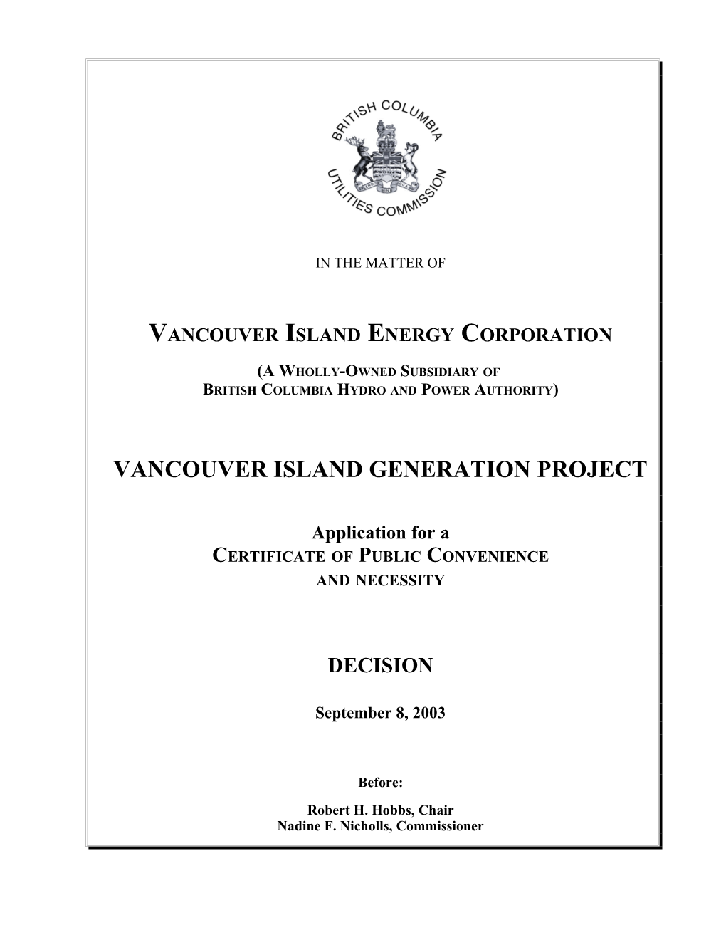 Vancouver Island Energy Corporation