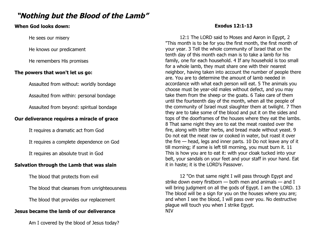 Nothing but the Blood of the Lamb
