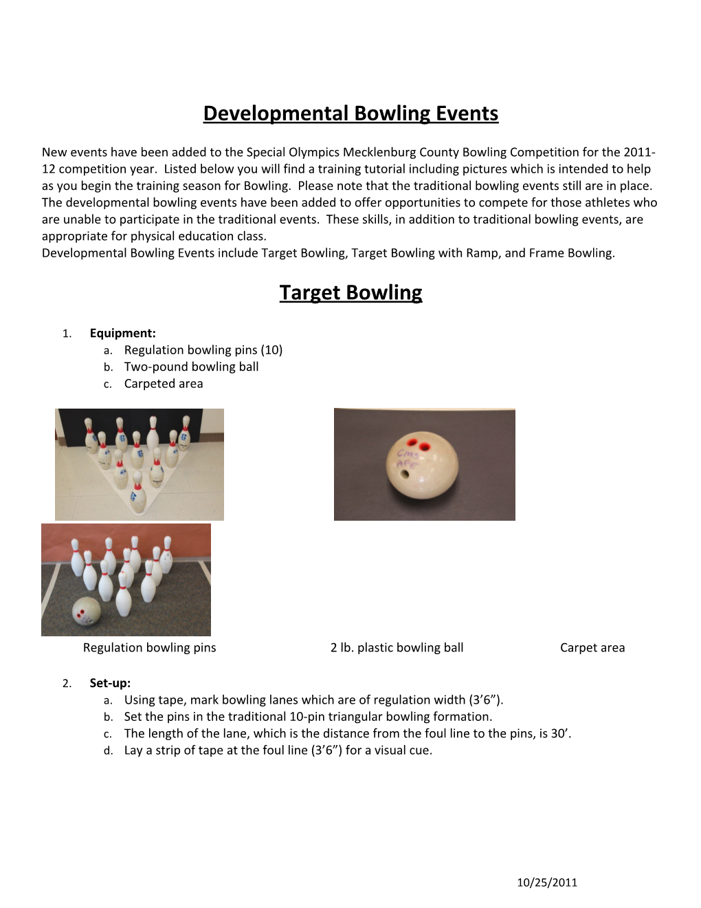 Developmental Bowling Events
