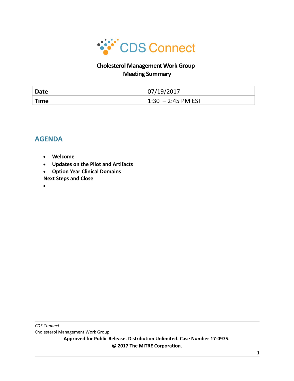 Cholesterol Management Work Group