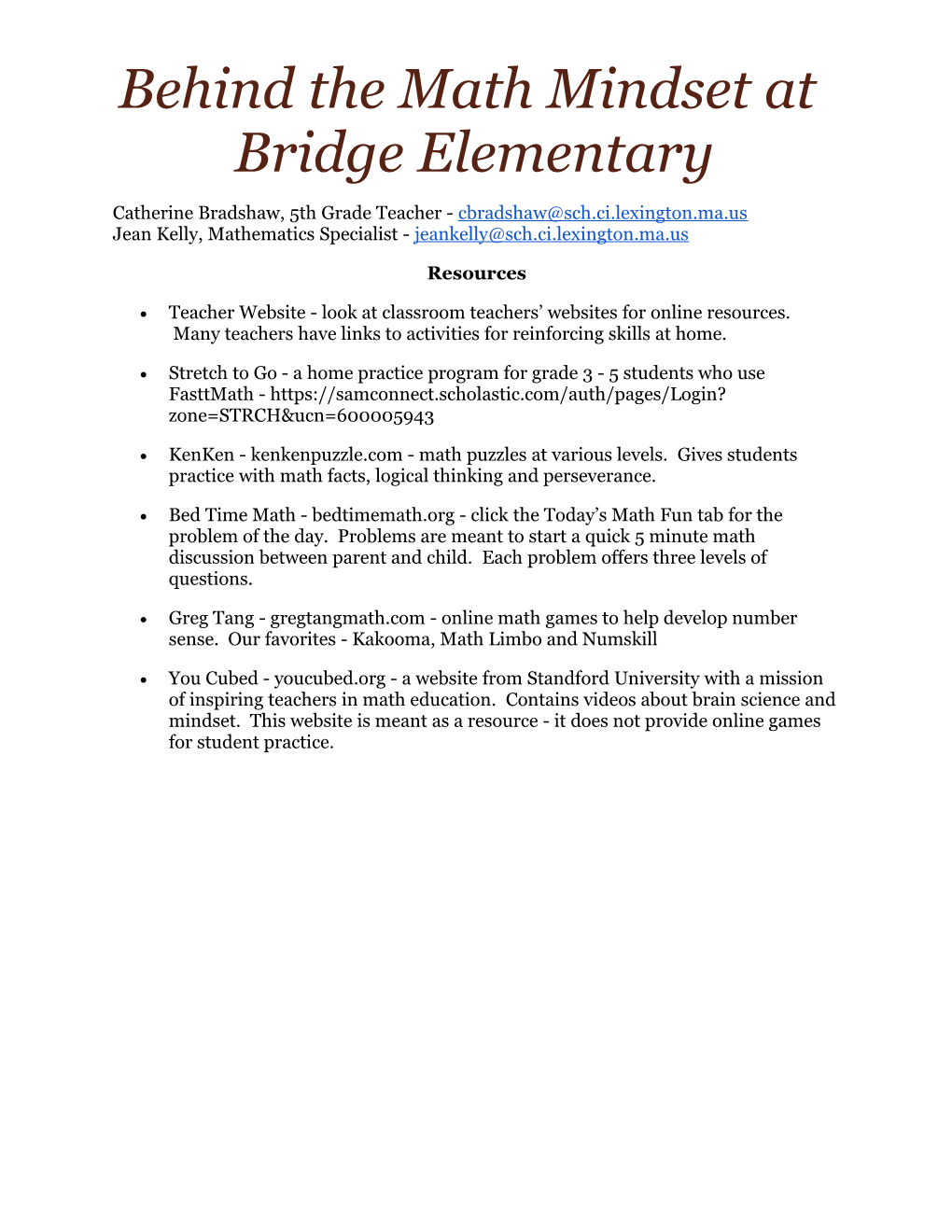 Behind the Math Mindset At