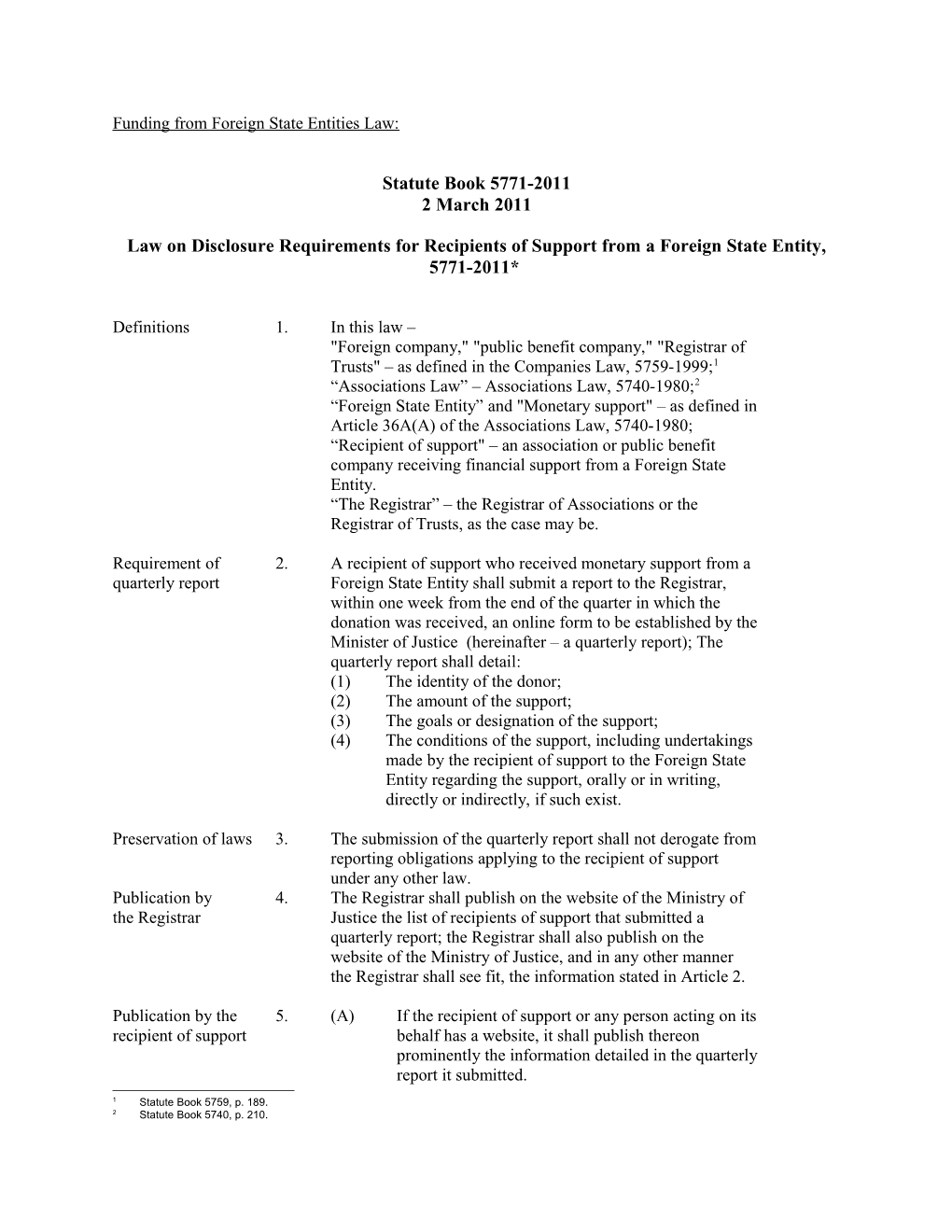 Funding from Foreign State Entities Law