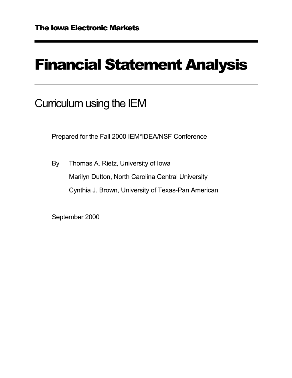 Financial Statement Analysis