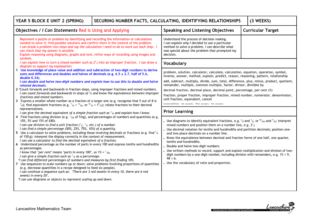 Year 5 Block a Unit 1 (Autumn) s2