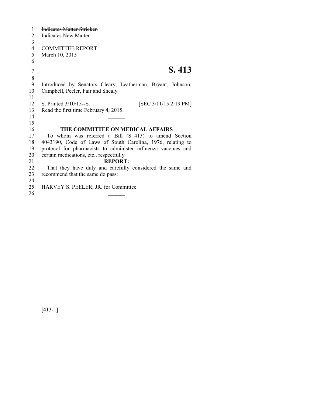 2015-2016 Bill 413 Text of Previous Version (Mar. 11, 2015) - South Carolina Legislature Online