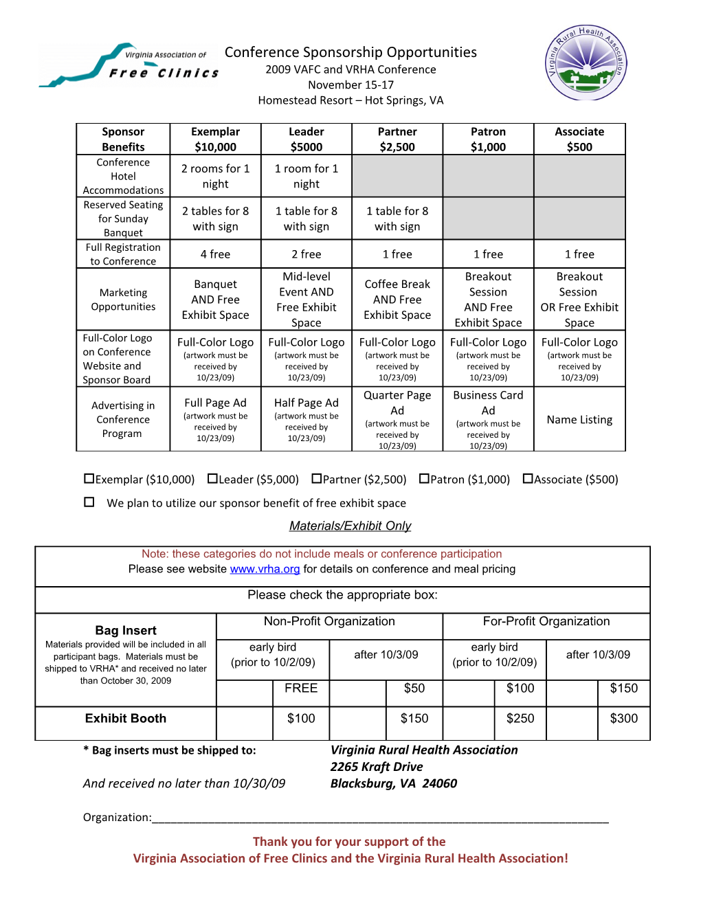 2009 VAFC and VRHA Conference