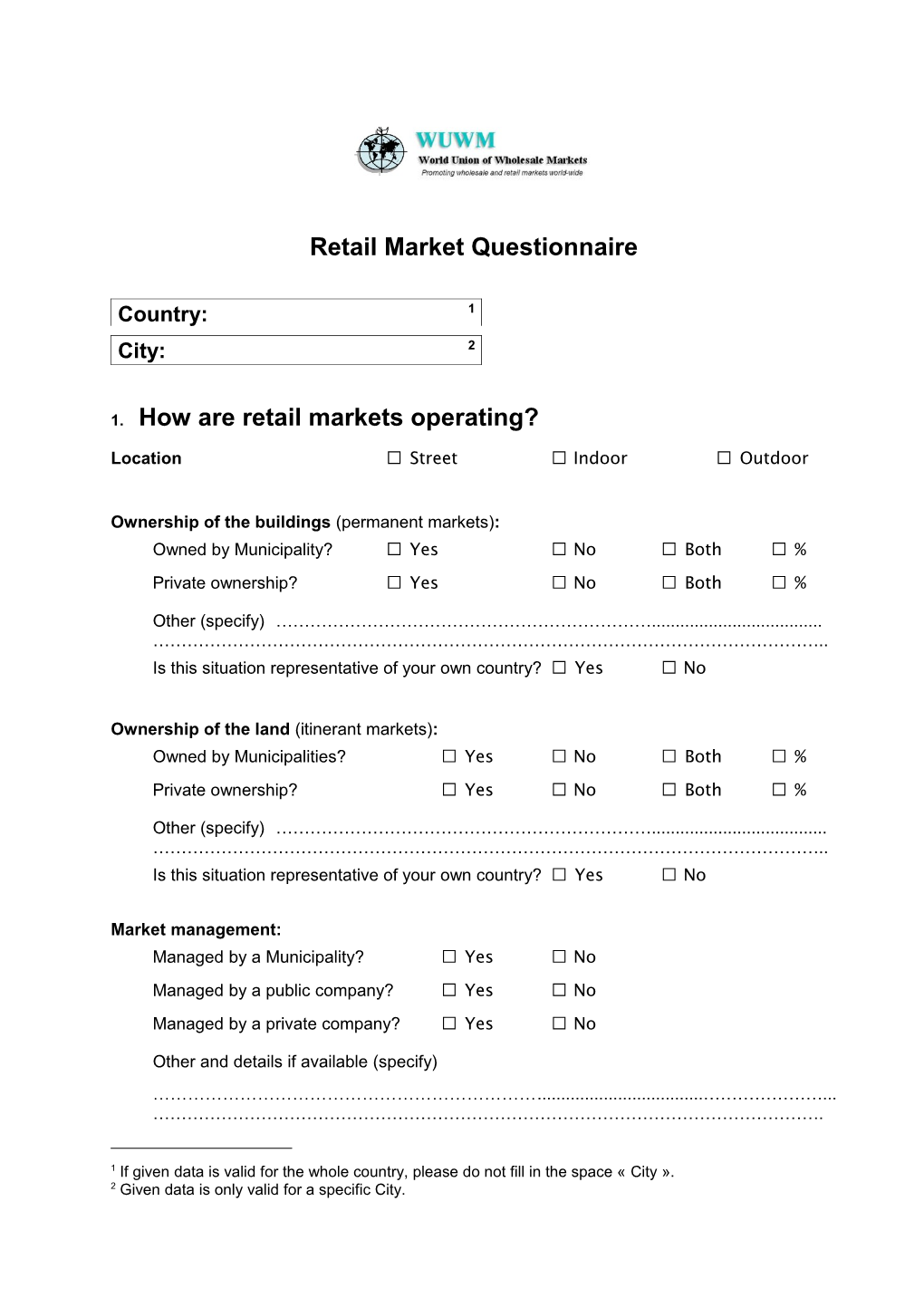 World Union of Wholesale Markets (WUWM)