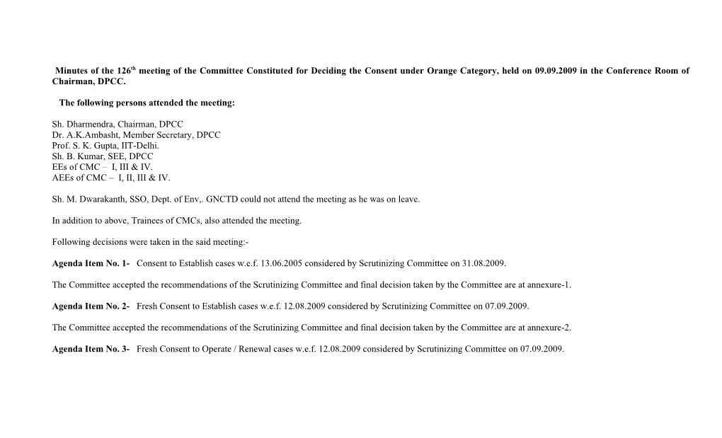 Minutes of the 33Rd Meeting of the Committee Constituted for Deciding the Consent Under s1