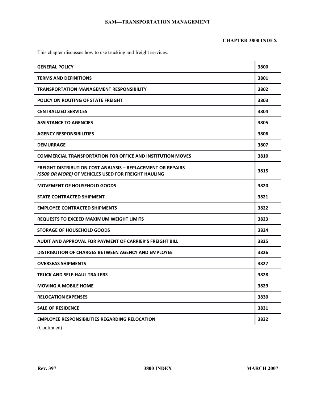 SAM Section 3800-3999 Traffic Management