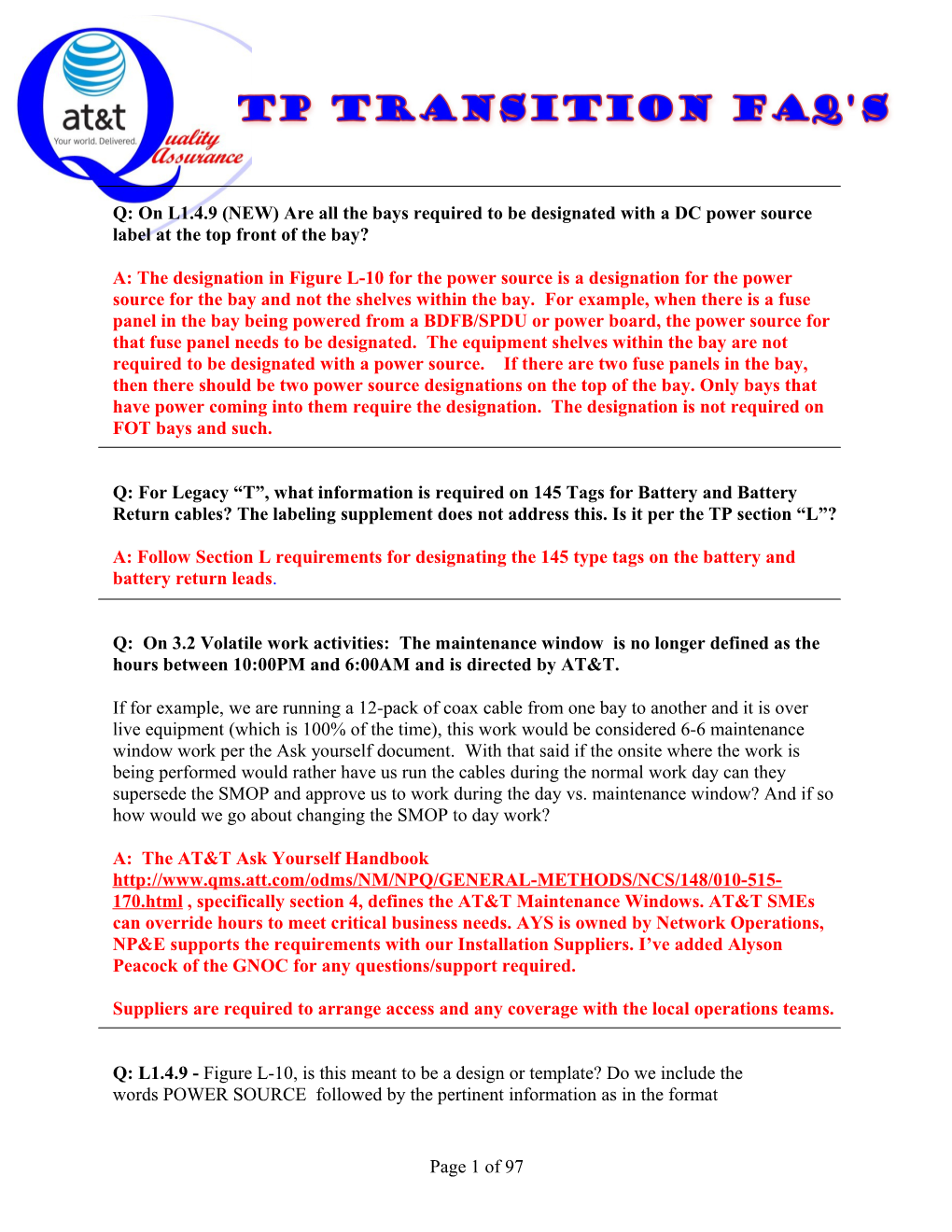 Q: on L1.4.9 (NEW) Are All the Bays Required to Be Designated with a DC Power Source Label